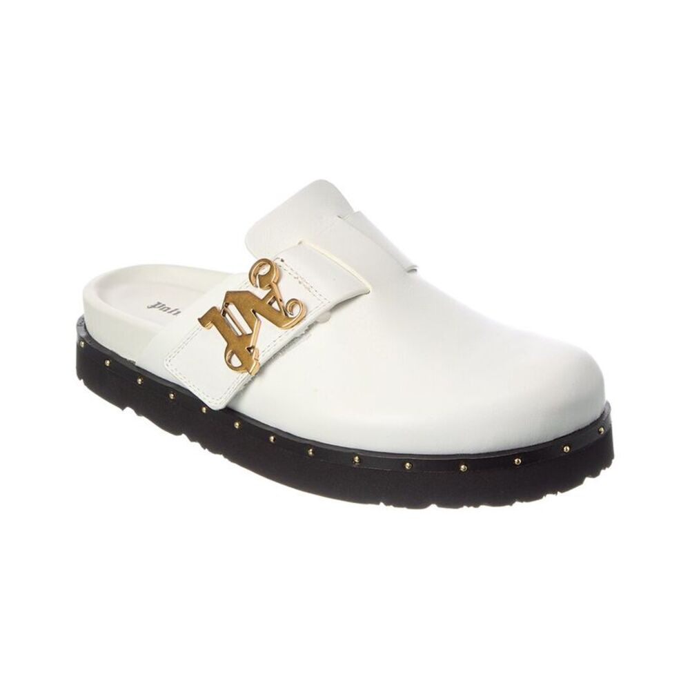 Palm Angels Studded Pa Leather Mule, White